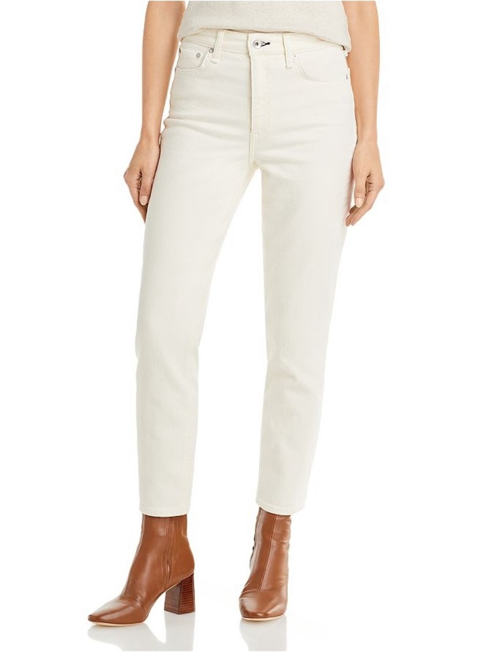 rag & bone Nina High-Rise Cigarette Jeans in Ecru/Cream Size 26